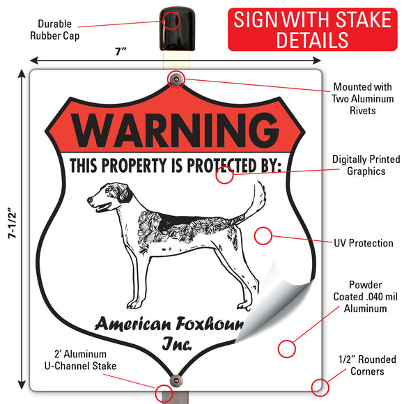 American Foxhound! Property is Protected Badge Sign or Sticker
