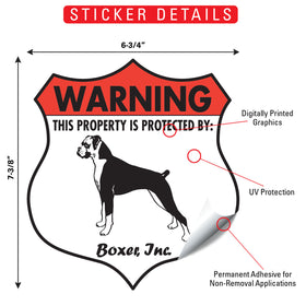 Boxer! Property is Protected Badge Sign or Sticker - 0