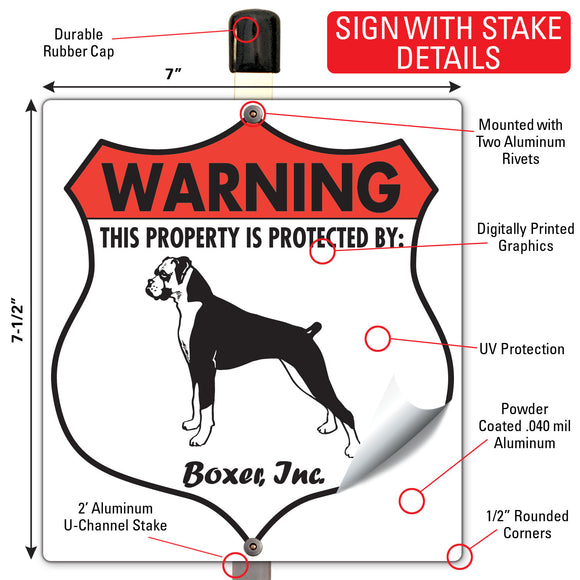 Boxer! Property is Protected Badge Sign or Sticker