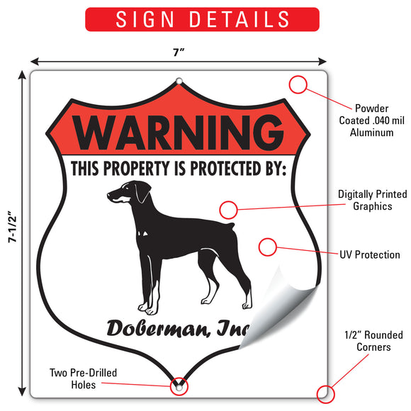 Doberman! Property is Protected Badge Sign or Sticker
