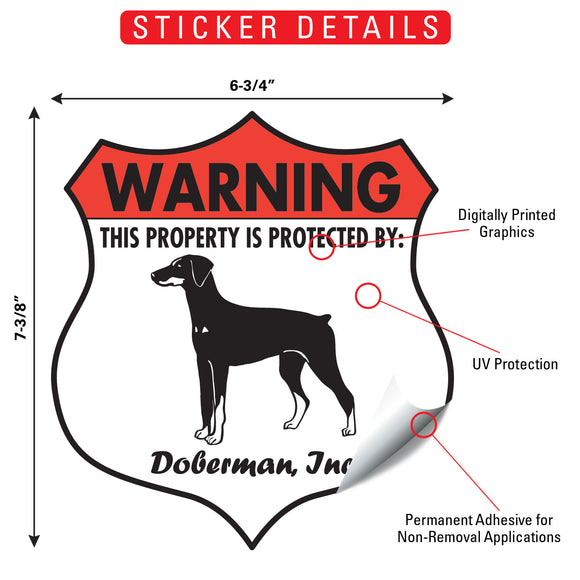Doberman! Property is Protected Badge Sign or Sticker