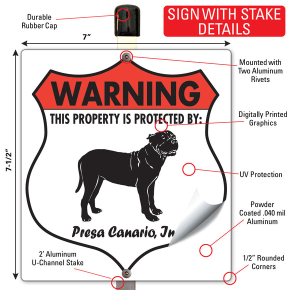 Presa Canario! Property is Protected Badge Sign or Sticker