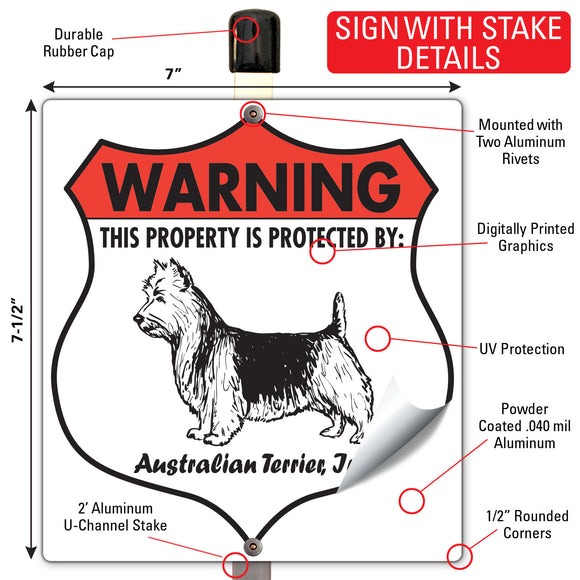 Australian Terrier! Property is Protected Badge Sign or Sticker