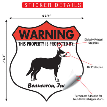 Beauceron! Property is Protected Badge Aluminum Sign or Vinyl Sticker - Weatherproof, Yard - 0