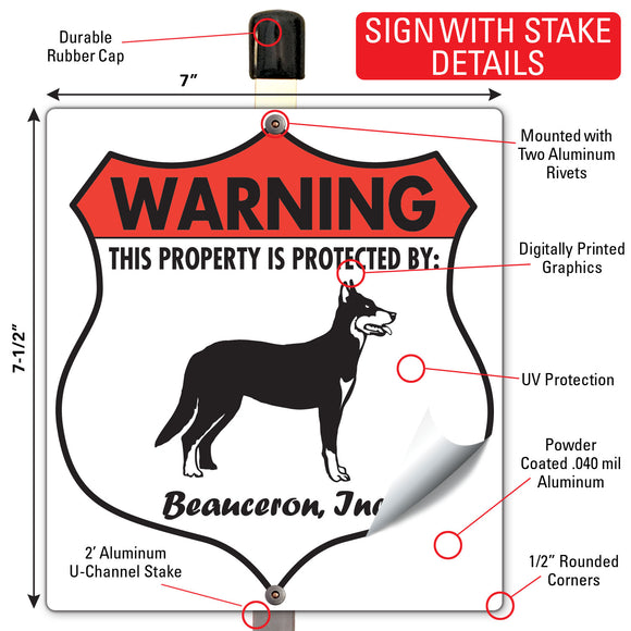 Beauceron! Property is Protected Badge Sign or Sticker
