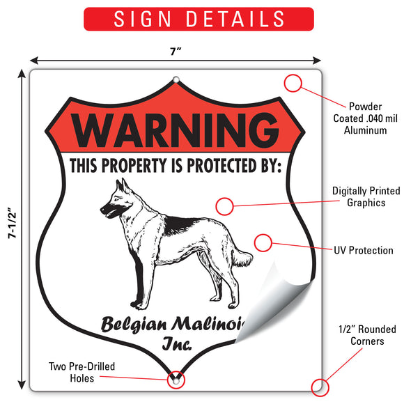 Belgian Malinois! Property is Protected Badge Sign or Sticker