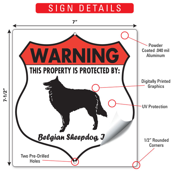 Belgian Sheepdog! Property is Protected Badge Sign or Sticker