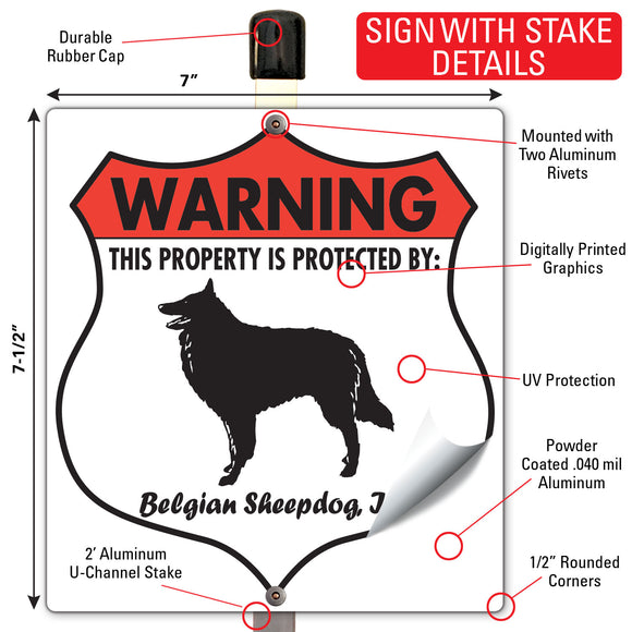 Belgian Sheepdog! Property is Protected Badge Sign or Sticker