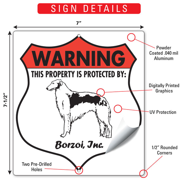Borzoi! Property is Protected Badge Sign or Sticker