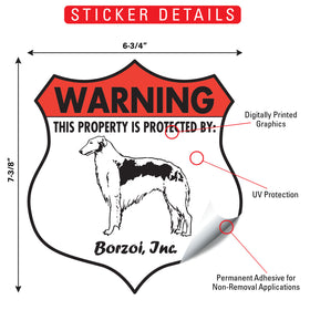 Borzoi! Property is Protected Badge Sign or Sticker - 0