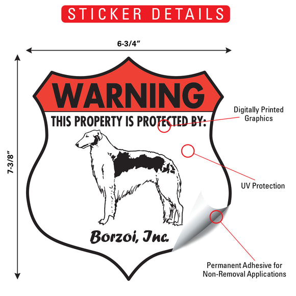 Borzoi! Property is Protected Badge Sign or Sticker
