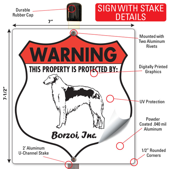 Borzoi! Property is Protected Badge Sign or Sticker
