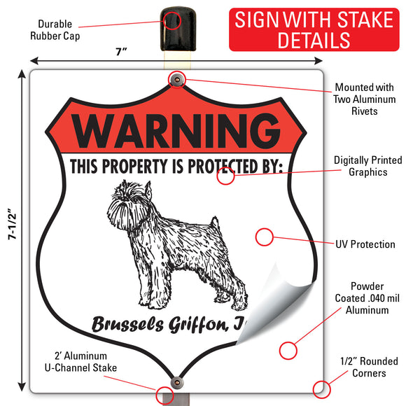 Brussels Griffon! Property is Protected Badge Sign or Sticker