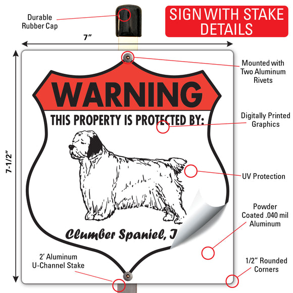 Clumber Spaniel! Property is Protected Badge Sign or Sticker