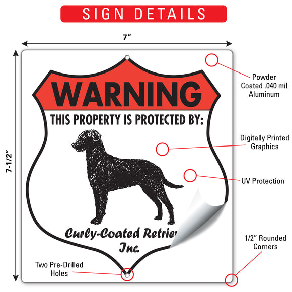 Curly-Coated Retriever! Property is Protected Badge Sign or Sticker