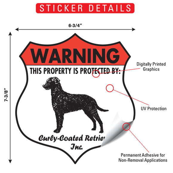 Curly-Coated Retriever! Property is Protected Badge Sign or Sticker