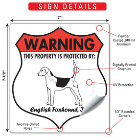 English Foxhound! Property is Protected Badge Sign or Sticker - 0