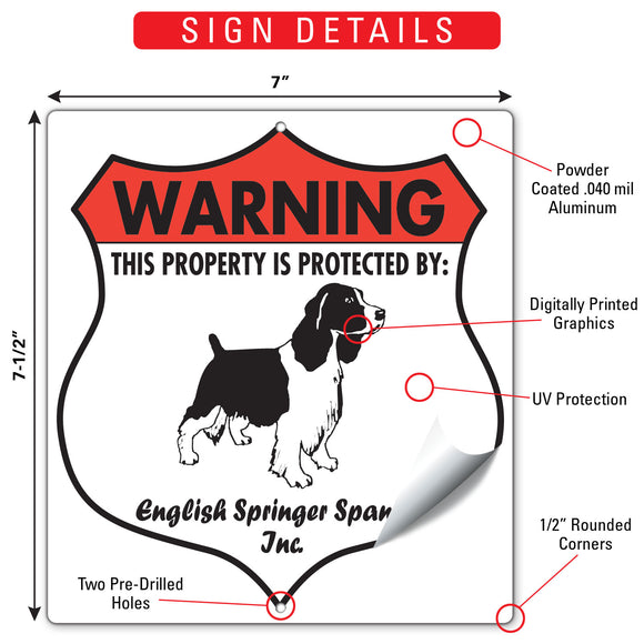 English Springer Spaniel! Property is Protected Badge Sign or Sticker