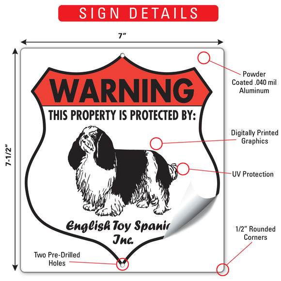 English Toy Spaniel! Property is Protected Badge Sign or Sticker