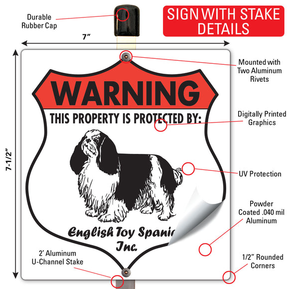 English Toy Spaniel! Property is Protected Badge Sign or Sticker