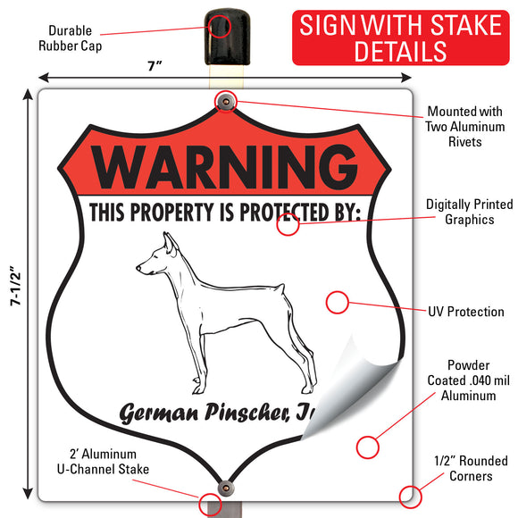German Pinscher! Property is Protected Badge Sign or Sticker