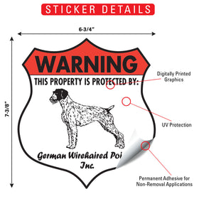 German Wirehaired Pointer! Property is Protected Badge Sign or Sticker - 0