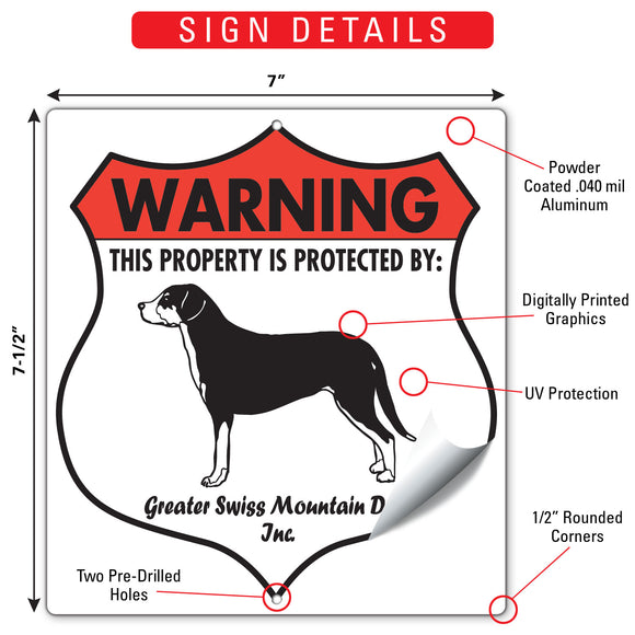 Greater Swiss Mountain Dog! Property is Protected Badge Sign or Sticker