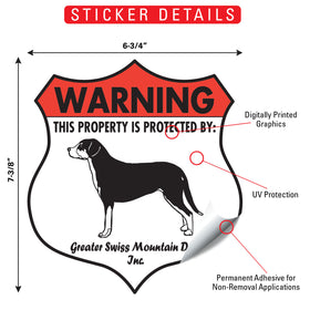 Greater Swiss Mountain Dog! Property is Protected Badge Sign or Sticker - 0
