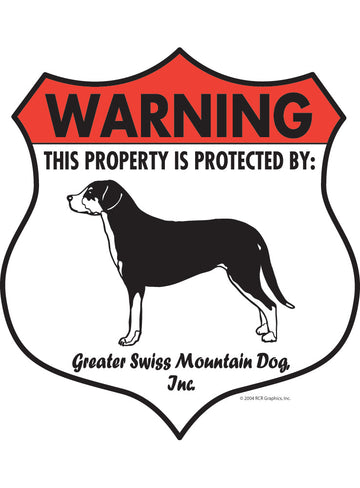 Greater Swiss Mountain Dog! Property Patrolled Badge Sign or Sticker