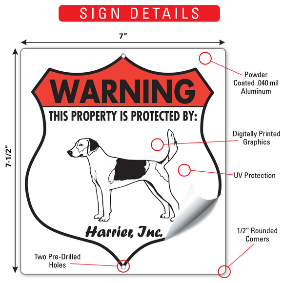 Harrier! Property is Protected Badge Sign or Sticker