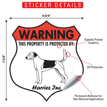 Harrier! Property is Protected Badge Aluminum Sign or Vinyl Sticker - Weatherproof Yard - 0