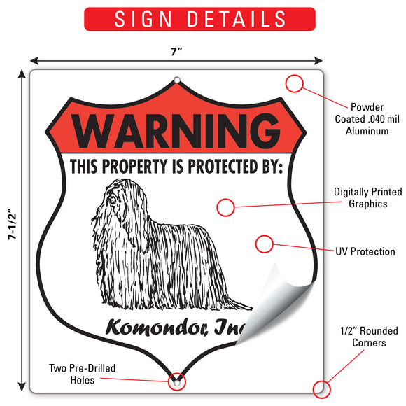 Komondor! Property is Protected Badge Sign or Sticker