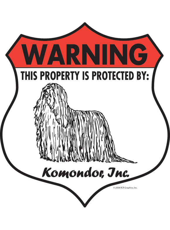 Komondor! Property Patrolled Badge Sign or Sticker