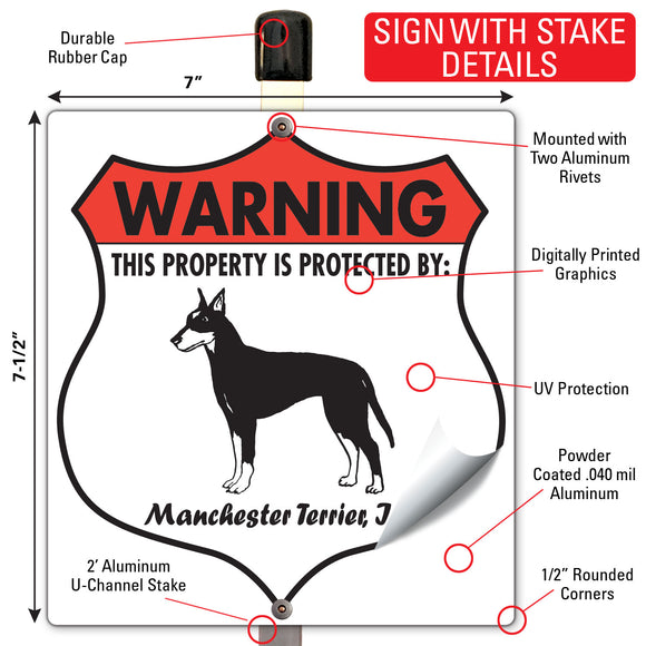 Manchester Terrier! Property is Protected Badge Sign or Sticker