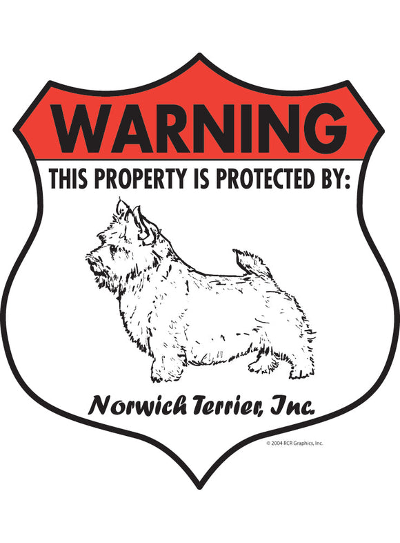 Norwich Terrier! Property Patrolled Badge Sign or Sticker