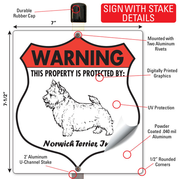 Norwich Terrier! Property is Protected Badge Sign or Sticker
