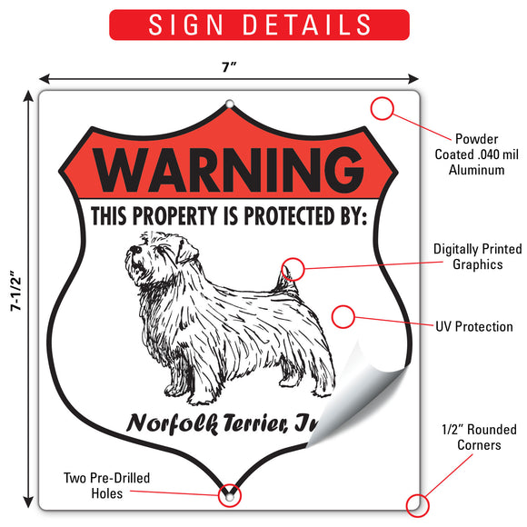 Norfolk Terrier! Property is Protected Badge Sign or Sticker