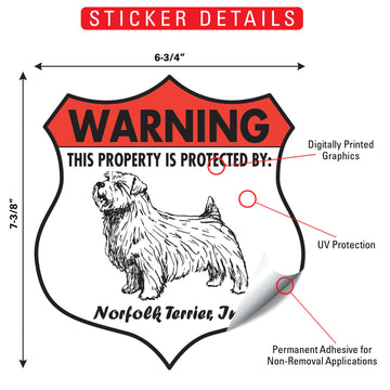 Norfolk Terrier! Property is Protected Badge Aluminum Sign or Vinyl Sticker - Weatherproof Yard - 0