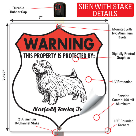 Norfolk Terrier! Property is Protected Badge Sign or Sticker