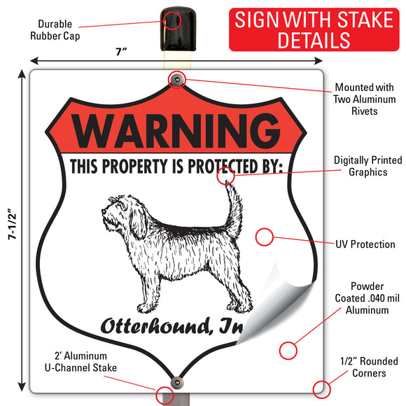 Otterhound! Property is Protected Badge Sign or Sticker