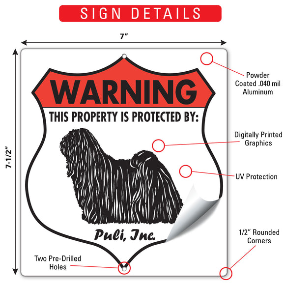 Puli! Property is Protected Badge Sign or Sticker