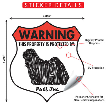 Puli! Property is Protected Badge Aluminum Sign or Vinyl Sticker - Weatherproof Yard - 0