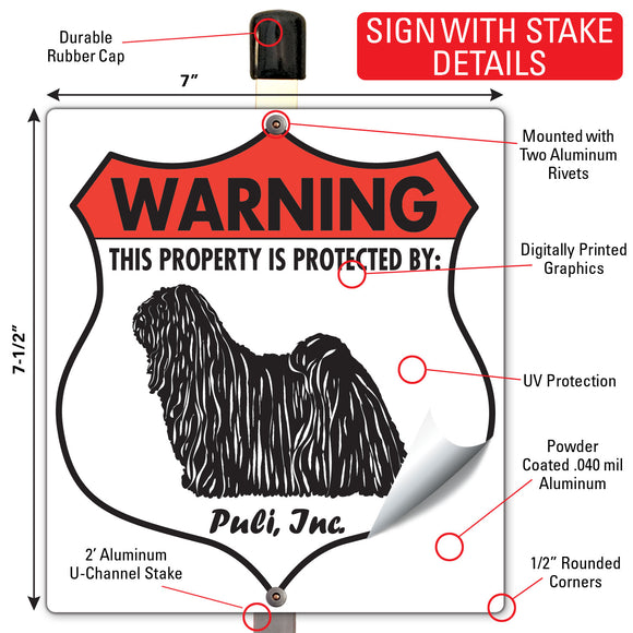 Puli! Property is Protected Badge Sign or Sticker