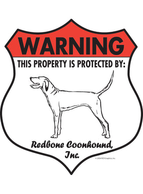 Redbone Coonhound! Property Patrolled Badge Sign or Sticker