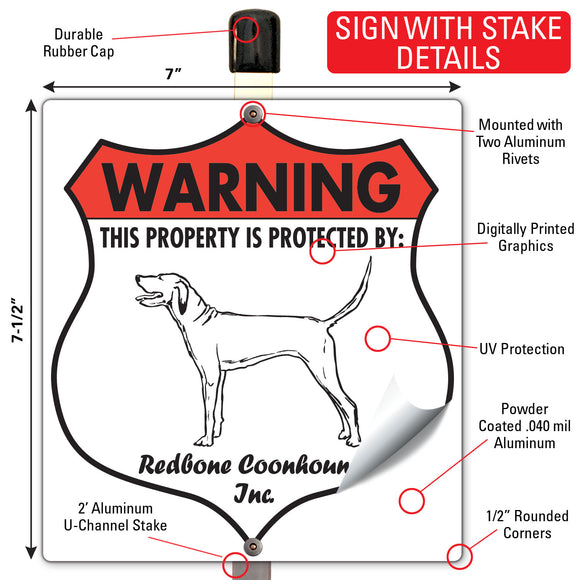 Redbone Coonhound! Property is Protected Badge Sign or Sticker