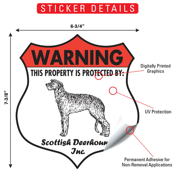 Scottish Deerhound! Property is Protected Badge Sign or Sticker