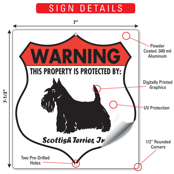 Scottish Terrier! Property is Protected Badge Sign or Sticker