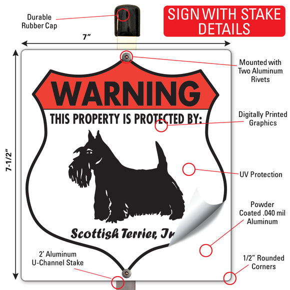 Scottish Terrier! Property is Protected Badge Sign or Sticker