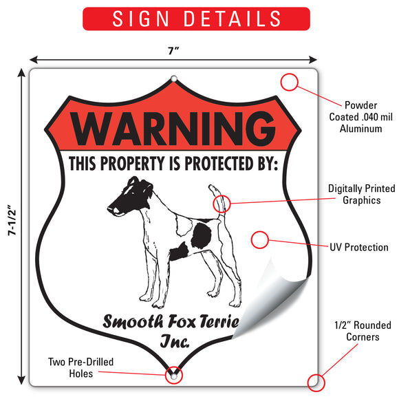 Smooth Fox Terrier! Property is Protected Badge Sign or Sticker