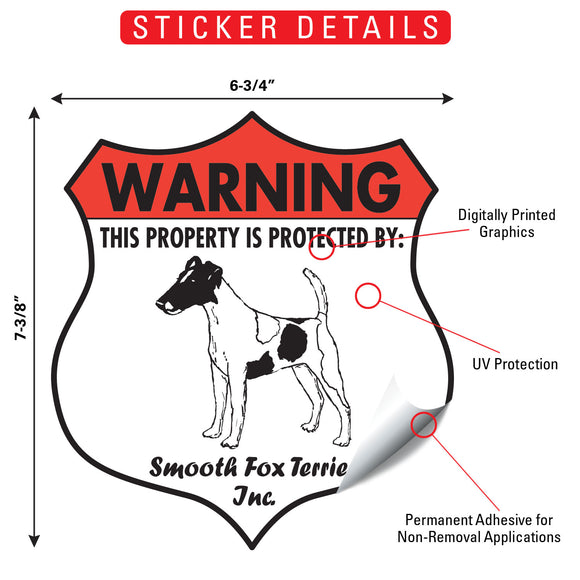 Smooth Fox Terrier! Property is Protected Badge Sign or Sticker